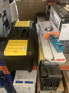 Lot 589  
            Chesterfield SR47 - Parcel Delivery Only 
                
5 X ASSORTED TOOL ITEMS TO INCLUDE STANLEY ESSENTIAL 19" TOOLBOX (LOCATION: B9)