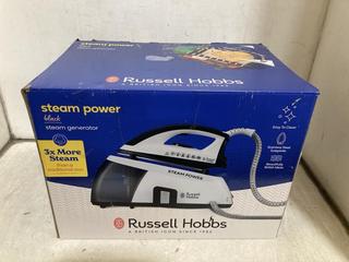 Lot 603  
            Chesterfield SR47 - Parcel Delivery Only 

                
RUSSELL HOBBS STEAM POWER STEAM GENERATOR IRON (LOCATION: B10)