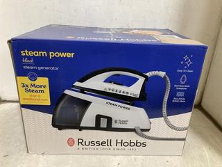 Lot 604  
            Chesterfield SR47 - Parcel Delivery Only 

                
RUSSELL HOBBS STEAM POWER STEAM GENERATOR IRON (LOCATION: B10)
