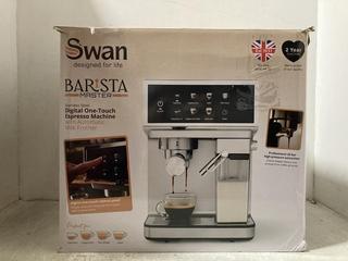 Lot 651  
            Chesterfield SR47 - Parcel Delivery Only 

                
SWAN BARISTA MASTER DIGITAL ONE TOUCH ESPRESSO MACHINE WITH AUTOMATIC MILK FROTHE...
