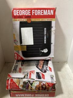 Lot 658  
            Chesterfield SR47 - Parcel Delivery Only 

                
3 X GEORGE FOREMAN LARGE FIT GRILL (LOCATION: C2)