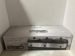 Lot 667  
            Chesterfield SR47 - Parcel Delivery Only 

                
QUEST 3 POT SLOW COOKER AND BUFFET SERVER (LOCATION: C2)