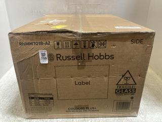 Lot 759  
            Chesterfield SR47 - Parcel Delivery Only 

                
RUSSELL HOBBS 17L 700W MICROWAVE OVEN - MODEL NO. RHMM701R-AZ (LOCATION: C6)