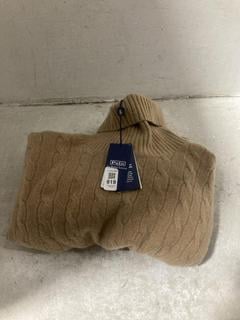 Lot 819  
            Chesterfield SR47 - Parcel Delivery Only 

                
RALPH LAUREN CABLE KNIT MINI DRESS IN CAMEL SIZE XL ORIGINAL RRP £399 - 410008 (L...