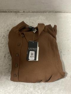 Lot 821  
            Chesterfield SR47 - Parcel Delivery Only 

                
RALPH LAUREN VIRALEE LONG SLEEVE DRESS IN BROWN SIZE L ORIGINAL RRP £279 - 410008...