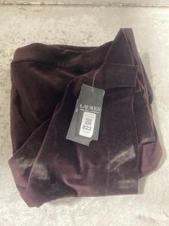 Lot 822  
            Chesterfield SR47 - Parcel Delivery Only 

                
RALPH LAUREN HIGH WAIST VELVET TROUSERS IN BURGUNDY SIZE 20 ORIGINAL RRP £229 - 4...