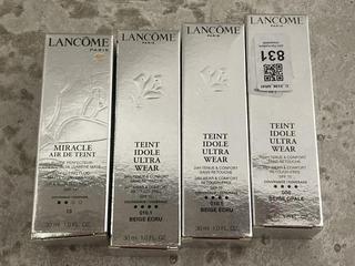 Lot 831  
            Chesterfield SR47 - Parcel Delivery Only 

                
4 X ASSORTED LANCOME PARIS COSMETIC ITEMS TO INCLUDE TEINT IDOLE ULTRA WEAR IN SH...