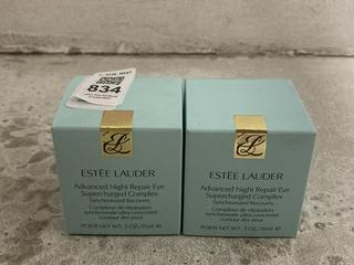 Lot 834  
            Chesterfield SR47 - Parcel Delivery Only 

                
2 X ESTEE LAUDER ADVANCED NIGHT REPAIR EYE SUPERCHARGED COMPLEX 15ML TOTAL ORIGIN...