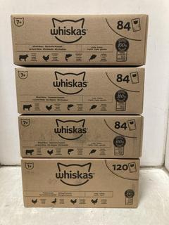 Lot 865  
            Chesterfield SR47 - Parcel Delivery Only 

                
4 X ASSORTED CAT FOOD TO INCLUDE WHISKAS POULTRY CAT FOOD SELECTION 120 X 85G. (L...