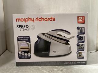 Lot 908  
            Chesterfield SR47 - Parcel Delivery Only 

                
MORPHY RICHARDS SPEED STEAM STEAM IRON. (LOCATION: D1)