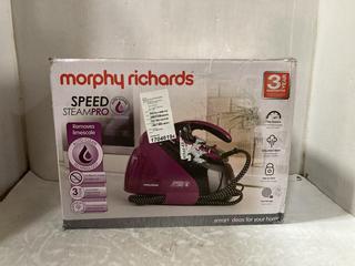 Lot 913  
            Chesterfield SR47 - Parcel Delivery Only 

                
MORPHY RICHARDS 332102 STEAMPRO STEAM GENERATOR IRON. (LOCATION: D1)