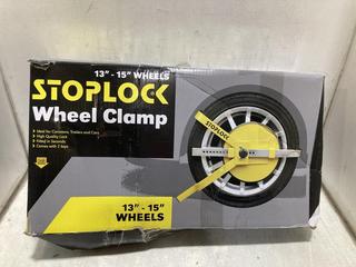 Lot 934  
            Chesterfield SR47 - Parcel Delivery Only 

                
STOPLOCK 13"-15" WHEEL CLAMP (LOCATION: D2)