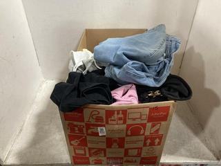 Lot 952  
            Chesterfield SR47 - Parcel Delivery Only 

                
BOX OF ASSORTED ADULTS CLOTHING TO INCLUDE PRETTY LITTLE THING JEANS IN LIGHT WAS...