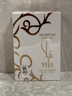 Lot 963  
            Chesterfield SR47 - Parcel Delivery Only 

                
ARABIYAT PRESTIGE NYLA EAU DE PARFUM 80ML (LOCATION: D3)
