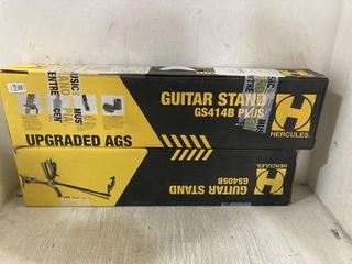 Lot 971  
            Chesterfield SR47 - Parcel Delivery Only 

                
HERCULES GS414B PLUS GUITAR STAND TO INCLUDE HERCULES GS405B GUITAR STAND (LOCATI...