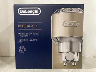 Lot 980  
            Chesterfield SR47 - Parcel Delivery Only 

                
DELONGHI DEDICA ARTE COFFEE MACHINE ORIGINAL RRP £250 (LOCATION: D4)