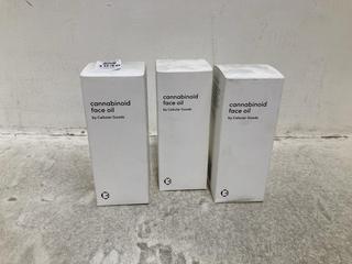 Lot 1046  
            Chesterfield SR46 - Parcel Delivery Only 

                
3 X CELLULAR GOODS CANNABINOID FACE OIL 30ML - TOTAL LOT ORIGINAL RRP £237 (LOCAT...