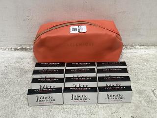 Lot 1052  
            Chesterfield SR46 - Parcel Delivery Only 

                
12 X JULIETTE HAS A GUN MUSC INVISIBLE PERFUME 1.7ML - MAKEUP BAG INCLUDED (LOCAT...