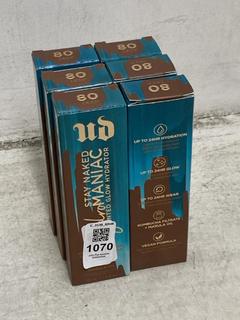 Lot 1070  
            Chesterfield SR46 - Parcel Delivery Only 

                
6 X URBAN DECAY STAY NAKED HYDROMANIC TINTED GLOW HYDRATOR IN SHADE 80 DEEP - TOT...
