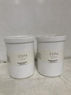 Lot 1071  
            Chesterfield SR46 - Parcel Delivery Only 

                
2 X ESPA RESTORATIVE COCOONING BODY CREAM 1 LITRE - TOTAL LOT ORIGINAL RRP £300 (...