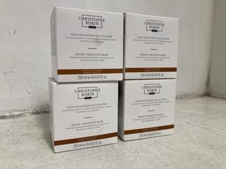 Lot 1072  
            Chesterfield SR46 - Parcel Delivery Only 

                
4 X CHRISTOPHE ROBIN SHADE VARIATION WARM CHESTNUT MASK 250ML - TOTAL LOT ORIGINA...