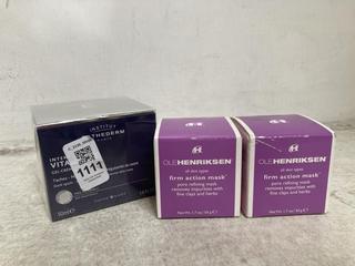 Lot 1111  
            Chesterfield SR46 - Parcel Delivery Only 

                
3 X ASSORTED BEAUTY PRODUCTS TO INCLUDE OLEHENRIKSEN FIRM ACTION MASK FOR ALL SKI...