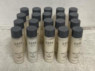 Lot 1130  
            Chesterfield SR46 - Parcel Delivery Only 

                
20 X ESPA BERGAMOT & JASMINE BODY LOTION 75ML (LOCATION: E3)