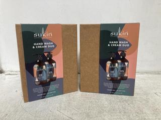 Lot 1265  
            Chesterfield SR46 - Parcel Delivery Only 

                
2 X SUKIN HAND WASH & CREAM DUO - PARABEN & SULPHATE FREE HAND CREAM 500ML INCLUD...