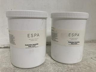 Lot 1290  
            Chesterfield SR46 - Parcel Delivery Only 

                
2 X ESPA RESTORATIVE COCOONING BODY CREAM 1LITRE (LOCATION: E4)