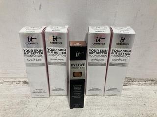 Lot 410  
            Chesterfield SR46 - Parcel Delivery Only 

                
5 X ASSORTED IT COSMETICS BEAUTY PRODUCTS TO INCLUDE IT COSMETICS BYE BYE UNDER E...