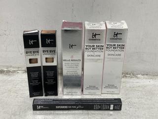 Lot 412  
            Chesterfield SR46 - Parcel Delivery Only 

                
6 X ASSORTED IT COSMETICS BEAUTY PRODUCTS TO INCLUDE IT COSMETICS BABY-SMOOTH GLY...