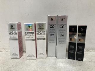 Lot 413  
            Chesterfield SR46 - Parcel Delivery Only 

                
7 X ASSORTED IT COSMETICS BEAUTY PRODUCTS TO INCLUDE IT COSMETICS CC+ COLOUR CORR...