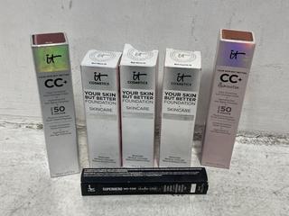 Lot 414  
            Chesterfield SR46 - Parcel Delivery Only 

                
6 X ASSORTED IT COSMETICS BEAUTY PRODUCTS TO INCLUDE IT COSMETICS CC+ COLOUR CORR...