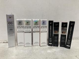 Lot 418  
            Chesterfield SR46 - Parcel Delivery Only 

                
9 X ASSORTED IT COSMETICS BEAUTY PRODUCTS TO INCLUDE IT COSMETICS CC+ COLOUR CORR...