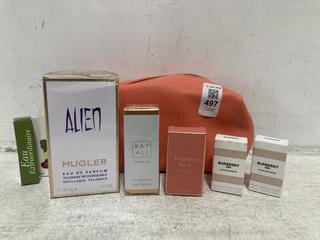 Lot 497  
            Chesterfield SR46 - Parcel Delivery Only 

                
6 X ASSORTED PERFUMES TO INCLUDE ALIEN MUGLER PERFUME 30ML - MAKEUP BAG INCLUDED ...