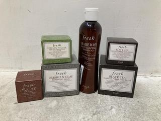 Lot 564  
            Chesterfield SR46 - Parcel Delivery Only 

                
6 X ASSORTED FRESH BEAUTY PRODUCTS TO INCLUDE FRESH SEABERRY REVITALIZING SHAMPOO...