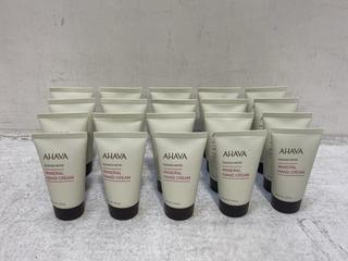 Lot 801  
            Chesterfield SR46 - Parcel Delivery Only 

                
20 X AHAVA DEADSEA WATER MINERAL HAND CREAM 40ML (LOCATION: D4)