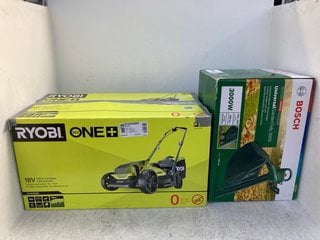 Lot 1024  
            Marchington SR12 - Parcel Delivery Only 

                
RYOBI ONE+ 18V 33CM CORDLESS LAWNMOWER TO INCLUDE BOSCH UNIVERSAL GARDEN TIDY 300...