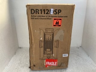 Lot 1033  
            Marchington SR12 - Parcel Delivery Only 

                
ACTIVE 1200 WATT 12" PA SPEAKER SYSTEM WITH DSP AND 2-CHANNEL MIXER: LOCATION - E13
