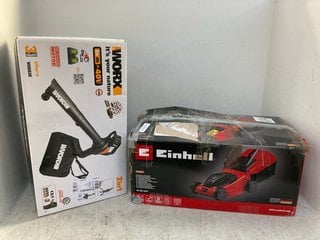 Lot 1035  
            Marchington SR12 - Parcel Delivery Only 

                
WORX 2-IN-1 LEAF BLOWER TO INCLUDE EINHELL ELECTRIC LAWNMOWER: LOCATION - E13