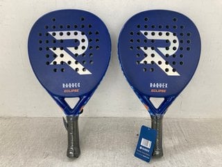 Lot 175  
            Marchington SR12 - Parcel Delivery Only 

                
2 X R.A.Q.U.E.X ECLIPSE PADEL RACKETS IN BLUE - COMBINED RRP: £150.00: LOCATION -...