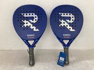 Lot 183  
            Marchington SR12 - Parcel Delivery Only 

                
2 X R.A.Q.U.E.X ECLIPSE PADEL RACKETS IN BLUE - COMBINED RRP: £150.00: LOCATION -...