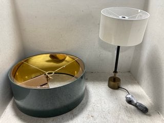 Lot 58  
            Marchington SR12 - Parcel Delivery Only 
                
RICO EASY FIT LIGHT SHADE IN GREEN/GOLD TO INCLUDE TABLE LAMP IN BLACK/BRONZE WIT...