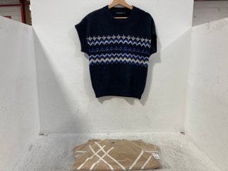 Lot 853  
            Marchington SR12 - Parcel Delivery Only 

                
MICHA SWEATER IN BLUE PATTERN - SIZE: MEDIUM TO INCLUDE MICHA SWEATER IN BEIGE - ...