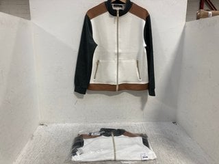 Lot 857  
            Marchington SR12 - Parcel Delivery Only 

                
2 X MICHA ZIP JACKET IN TRI COLOUR - SIZES: LARGE & XL: LOCATION - H9