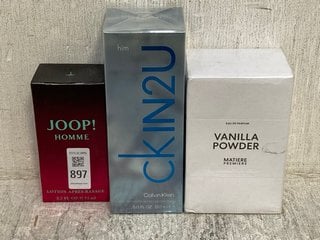 Lot 897  
            Marchington SR12 - Parcel Delivery Only 

                
3 X ASSORTED AFTERSHAVE PRODUCTS TO INCLUDE CALVIN KLEIN CKIN2U EDT 150ML: LOCATI...