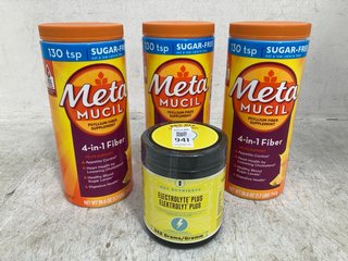 Lot 941  
            Marchington SR12 - Parcel Delivery Only 

                
QTY OF ASSORTED HEALTH SUPPLEMENTS TO INCLUDE METAMUCIL PSYLLIUM FIBER SUPPLEMENT...