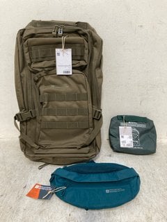 Lot 967  
            Marchington SR12 - Parcel Delivery Only 

                
3 X ASSORTED MOUNTAIN WAREHOUSE ITEMS TO INCLUDE PRINTED PACKAWAY BACKPACK IN GRE...