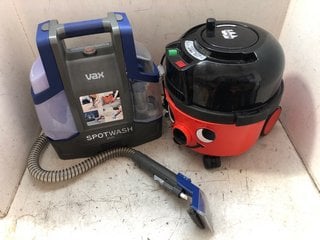 Lot 1013  
            Marchington SR16 - Parcel Delivery Only 

                
VAX SPOTWASH DUO SPOT CARPET CLEANER TO INCLUDE NUMATIC HVT160 HENRY TURBO VACUUM...