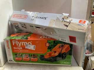 Lot 1074  
            Marchington SR16 - Parcel Delivery Only 

                
BLACK + DECKER WORKMATE 301-WM301 TO INCLUDE FLYMO SIMPLIMOW 320 ELECTRIC LAWNMOW...